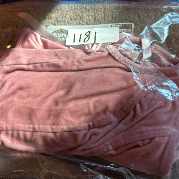 Hot Topic Pink Velvet Lace Up Crop Corset Size Medium Gothic sleeveless - Picture 8 of 9